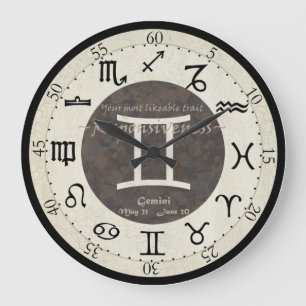 Redondo Grande Reloj del zodiaco - géminis