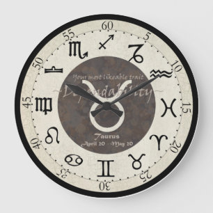Redondo Grande Reloj del zodiaco - tauro