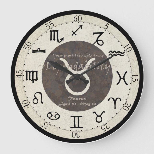 Redondo Grande Reloj del zodiaco - tauro (Anverso)
