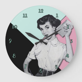 Redondo Grande Reloj descarado de la secretaria pared