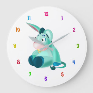 Redondo Grande Reloj divertido con el burro bebé - Personalizable