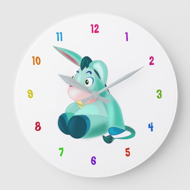 Redondo Grande Reloj divertido con el burro bebé - Personalizable (Anverso)