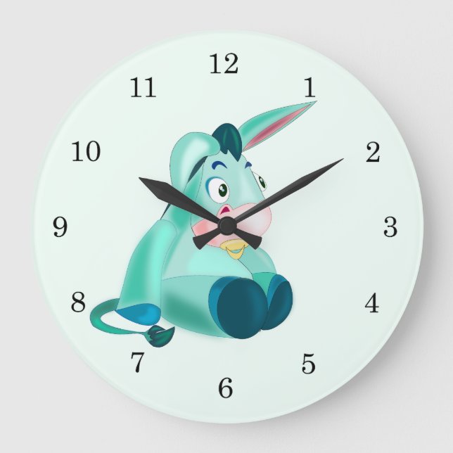 Redondo Grande Reloj divertido con el burro bebé - Personalizable (Anverso)