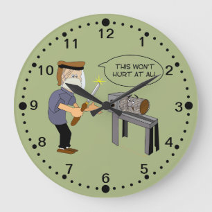 Redondo Grande Reloj divertido del dibujo animado de Woodturning