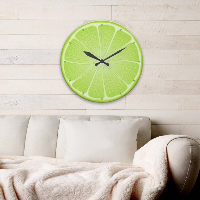 Redondo Grande Reloj divertido para fiestas Lime Time (Spruce up your space with our vibrant green Lime Time Clock from Zazzle! )