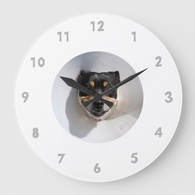 Redondo Grande Reloj divertido para perros sonrientes (Anverso)