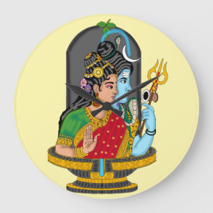 Redondo Grande Reloj Divino Shiva Parvati