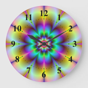 Redondo Grande Reloj eléctrico de pared de flores