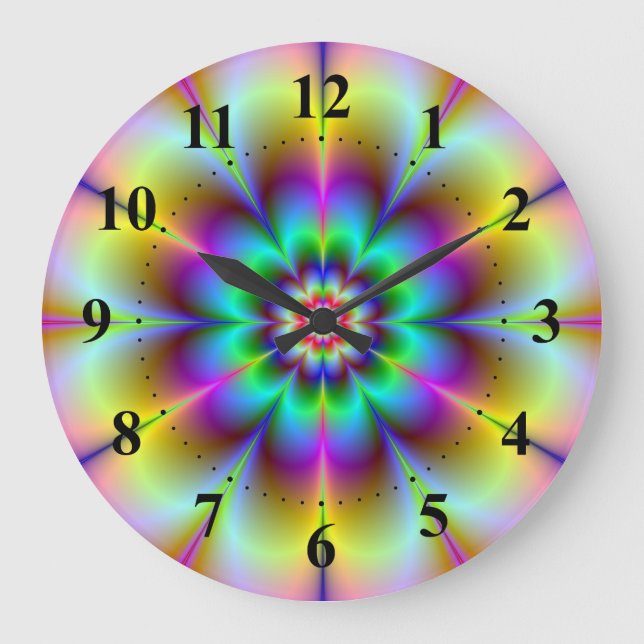 Redondo Grande Reloj eléctrico de pared de flores (Anverso)