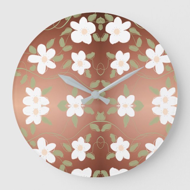 Redondo Grande Reloj elegante con miel marrón (Anverso)