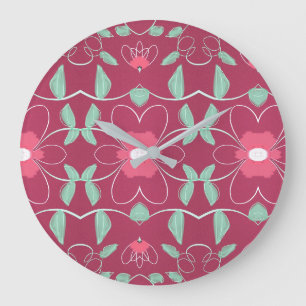 Redondo Grande Reloj Elegante Con Rosa Y Rosa