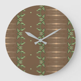 Redondo Grande Reloj Elegante Con Verde Y Browns
