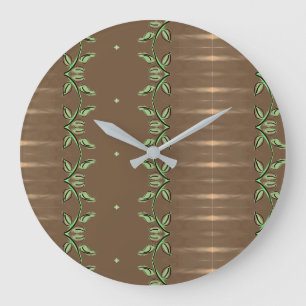 Redondo Grande Reloj Elegante Con Verde Y Browns