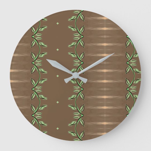 Redondo Grande Reloj Elegante Con Verde Y Browns (Anverso)