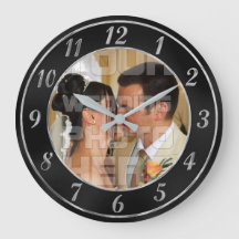 Reloj elegante de fotos Boda negro y plateado