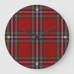 Redondo Grande Reloj elegante de la tela escocesa de tartán de