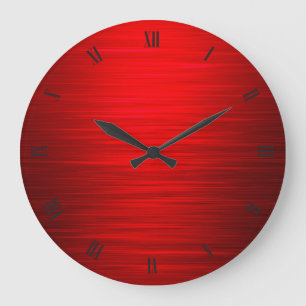 Redondo Grande Reloj elegante de pared brillante rojo con sombra