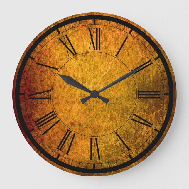 Redondo Grande Reloj elegante de pared de textura oxidada (Anverso)