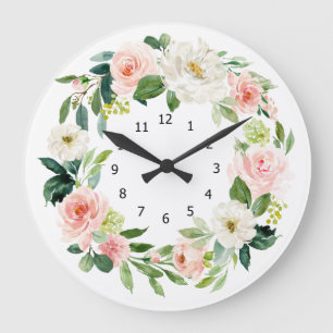Redondo Grande Reloj elegante de pared floral,