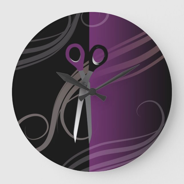 Redondo Grande reloj elegante de peluquería morado (Anverso)