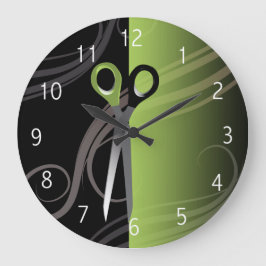 Redondo Grande reloj elegante de peluquería verde