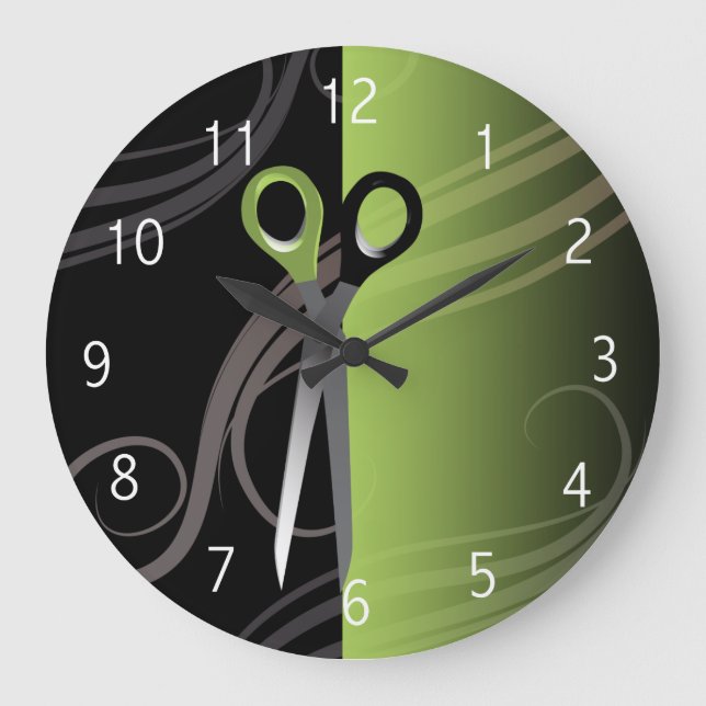 Redondo Grande reloj elegante de peluquería verde (Anverso)