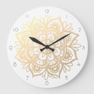 Redondo Grande Reloj elegante dorado Mandala Wall