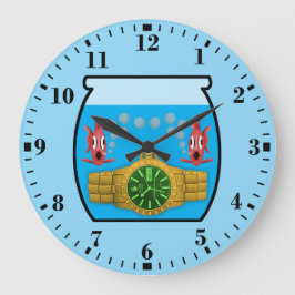 Redondo Grande Reloj en pecera