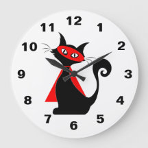 Reloj estupendo rojo del gato