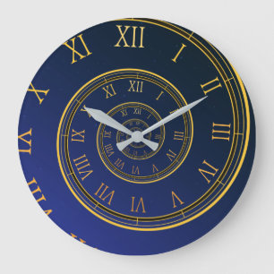 Redondo Grande Reloj Eterno, Espiral Azul Gran Reloj Romano