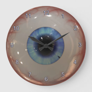 Redondo Grande Reloj fantasmagórico del ojo azul de la diversió