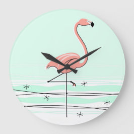 Redondo Grande Reloj Flamingo Aqua ronda