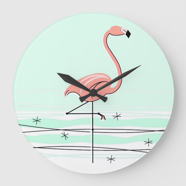 Redondo Grande Reloj Flamingo Aqua ronda (Anverso)