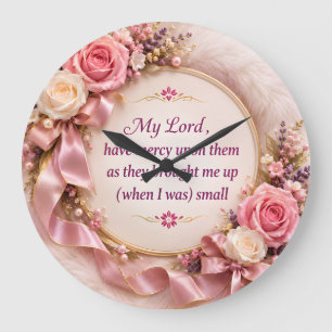 Redondo Grande Reloj floral crema elegante con Dua islámico para 