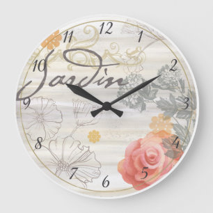 Redondo Grande Reloj floral de Jardin del francés