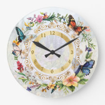 Reloj floral de mariposa de verano bonito