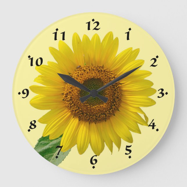 Redondo Grande Reloj floral del girasol (Anverso)