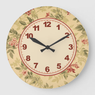 Redondo Grande Reloj floral natural con números