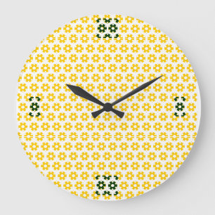 Redondo Grande Reloj - Floretas amarillas (rev.)