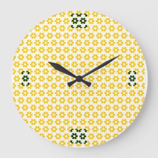 Redondo Grande Reloj - Floretas amarillas (rev.)