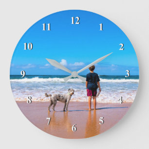 Redondo Grande Reloj fotográfico personalizado con su propio dise