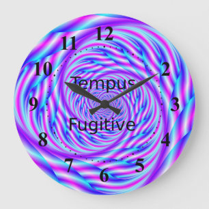Redondo Grande Reloj fugitivo de Tempus Swirl azul y rosa