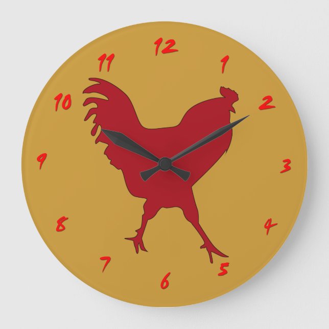 Redondo Grande Reloj Gallo Rojo (Anverso)