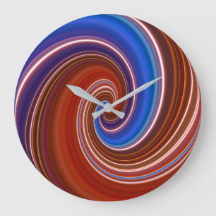 Redondo Grande Reloj giratorio azul/rojo de pintura