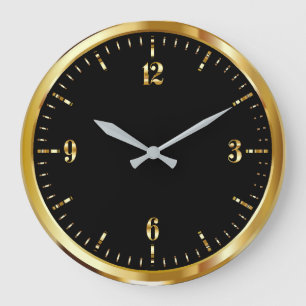 Redondo Grande Reloj Gold y Black Wall