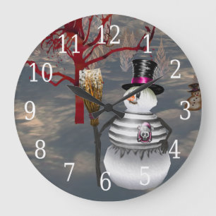 Redondo Grande Reloj gótico de Snowman