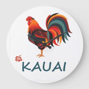 Redondo Grande Reloj hawaiano del país del gallo de Kauai