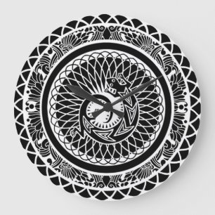 Redondo Grande Reloj hermoso del diseño de la mandala del nativo