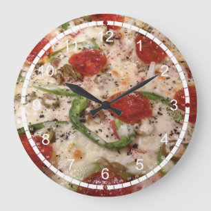 Redondo Grande Reloj impresionante de la pizza