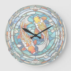 Redondo Grande Reloj japonés de pescado asain japonés de vidrio m